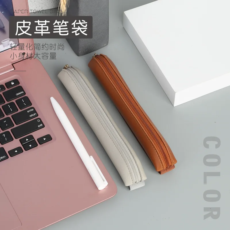 Estuche portatodo de cuero PU con clip y goma elástica - imagen 5