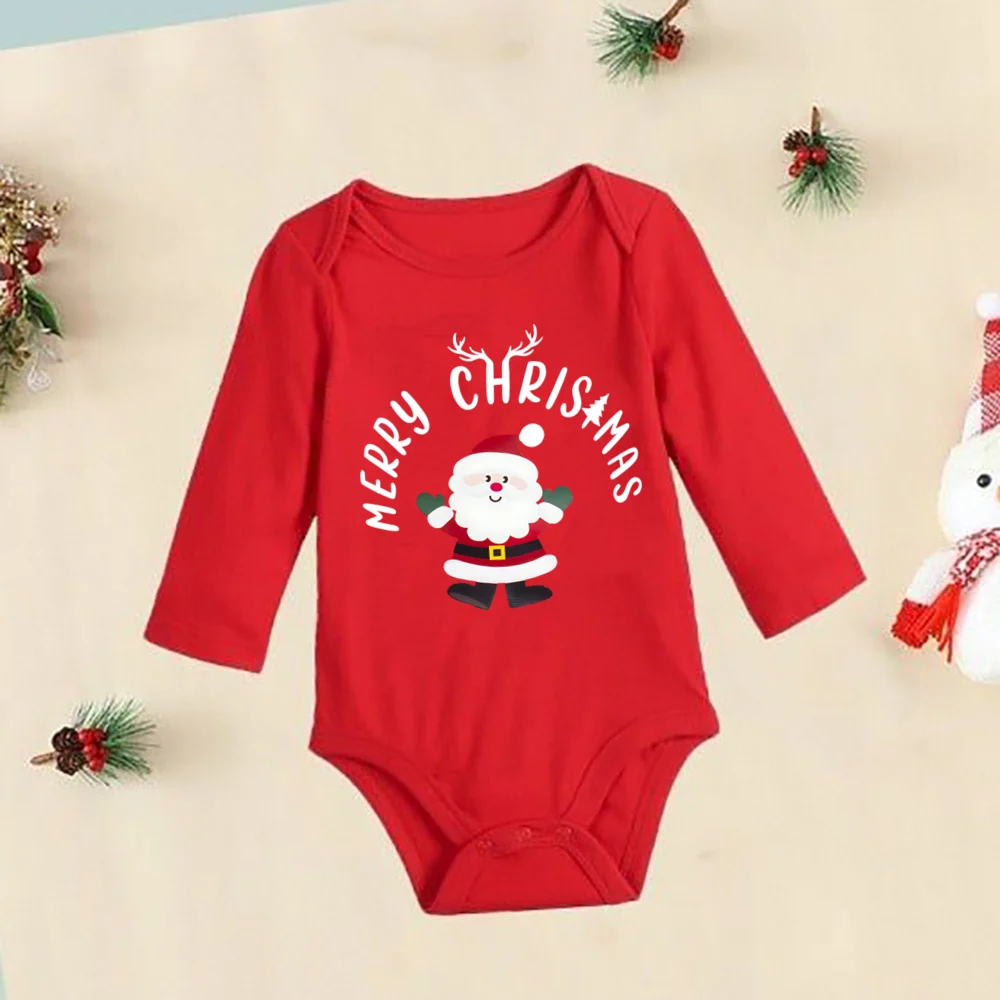 Mameluco de Navidad rojo en algodón con estampado Santa - imagen 4