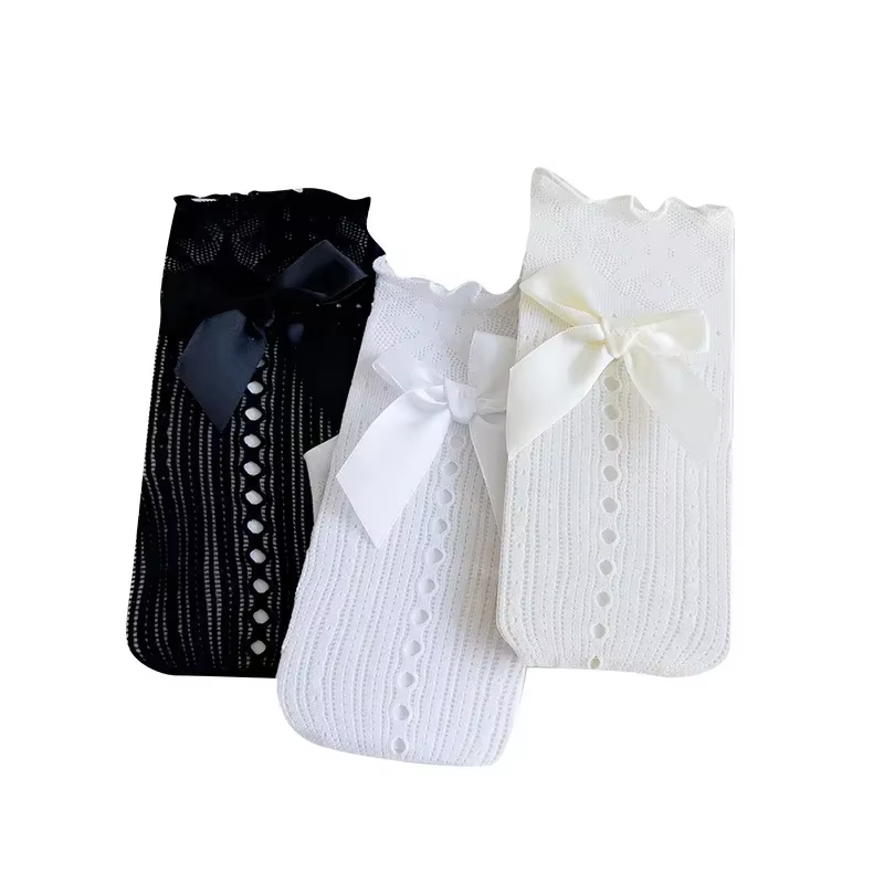 Calcetines para niña con lazo - Estilo vintage blanco y negro - imagen 5