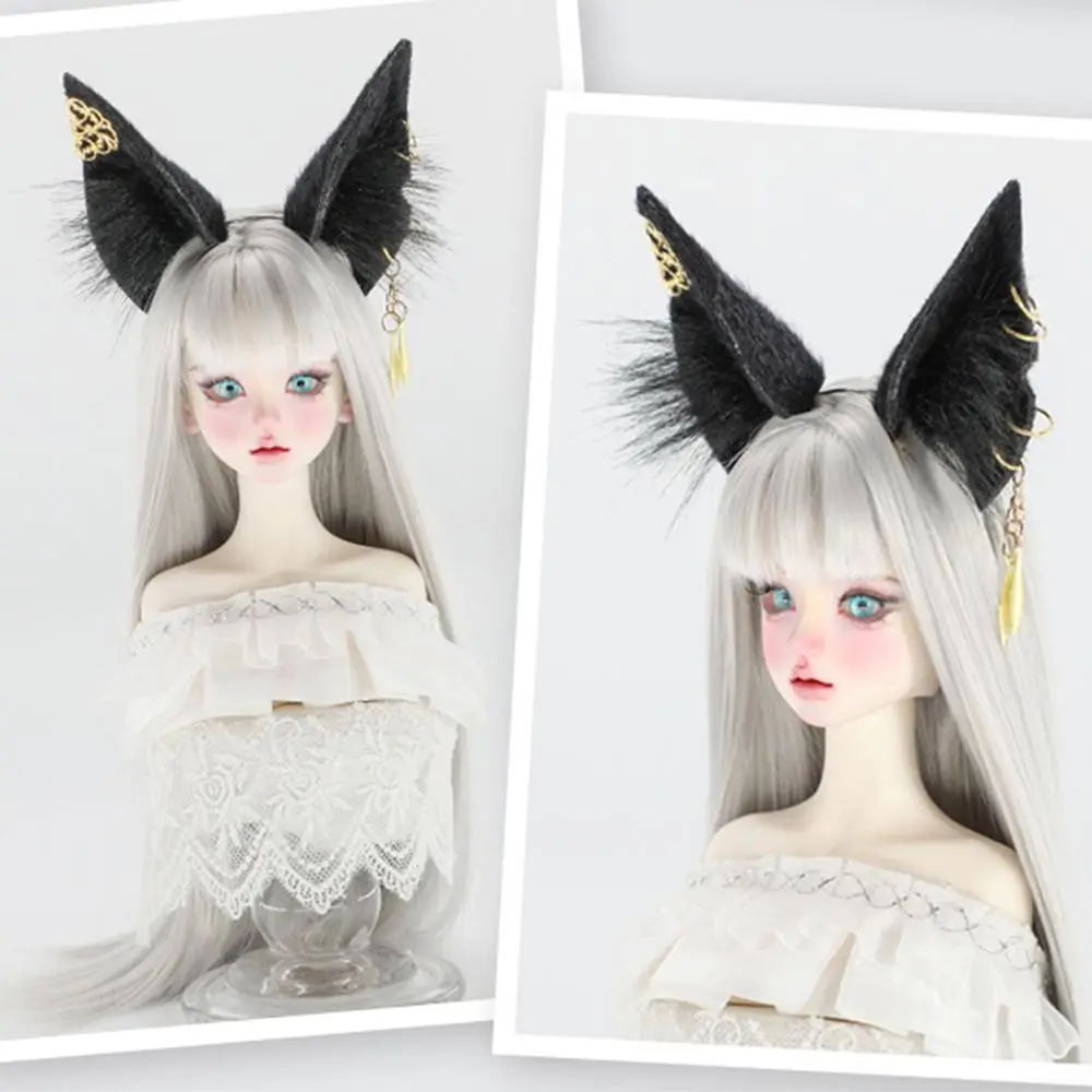 Diadema orejas de gato simuladas estilo tierno negro y blanco - imagen 2