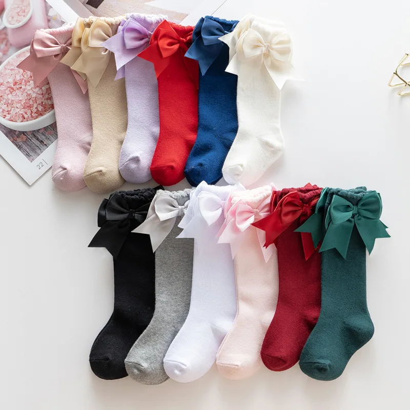 Calcetines de algodón con lazo para niños – Cálidos para invierno y otoño
