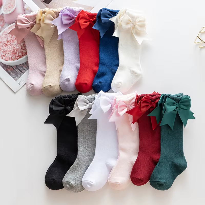 Calcetines de algodón con lazo para niños – Cálidos para invierno y otoño