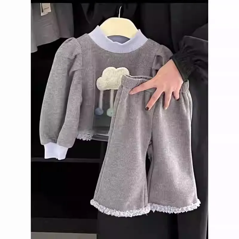 Conjunto de invierno acolchado para niñas: sudadera y pantalón largo - imagen 2