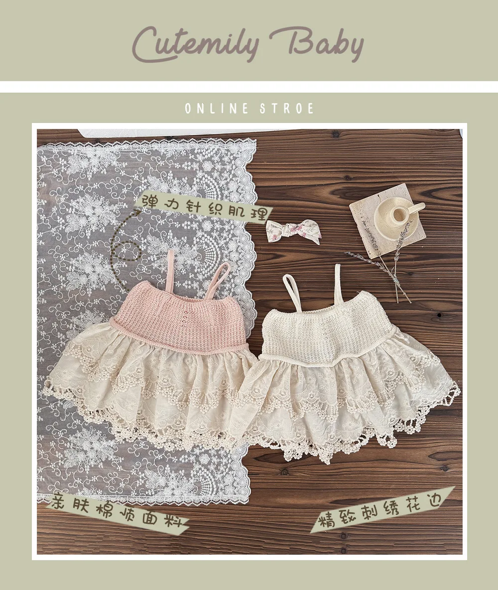 Chaleco con volantes de encaje para niñas - vista frontal