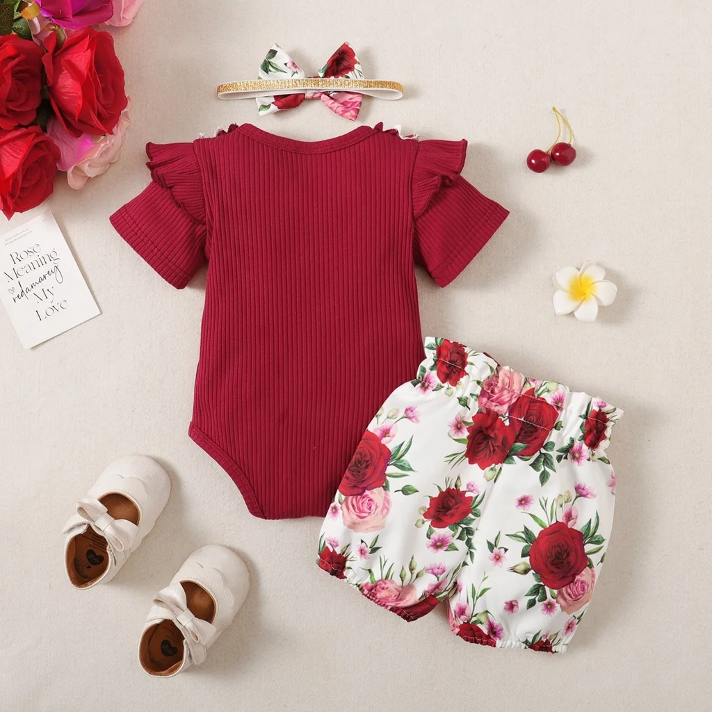 Pelele bebé niña con lazo floral - Conjunto verano recién nacida - imagen 5