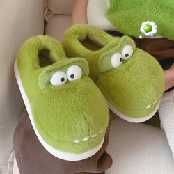 Zapatillas de casa de invierno de tacón plataforma estilo cocodrilo