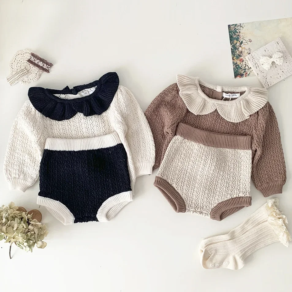 Milangel conjunto punto niña: suéter y bombachos acolchados