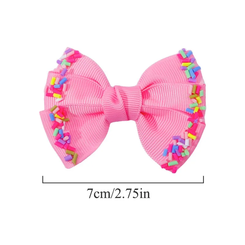 Pinzas para el pelo con lazo arcoíris gros-grain para niñas - imagen 2