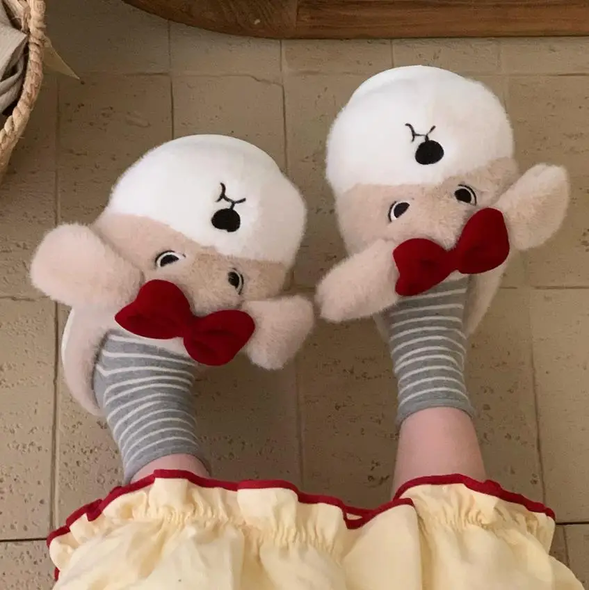 Pantuflas de perro dibujos animados – Felpa algodón para invierno - imagen 2