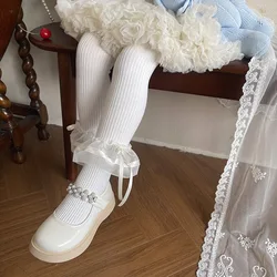 MILANCEL pantimedias de primavera finas para niñas con lazo encaje