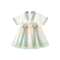 Vestido infantil de verano para niña con bordado de conejito
