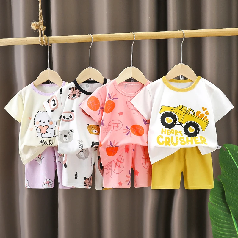 Conjunto de verano algodón para niños con camiseta estampada y bermuda - imagen 2
