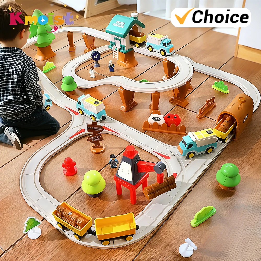 Tren eléctrico de juguete ensamblable rompecabezas para niños – Ciudad - imagen 2