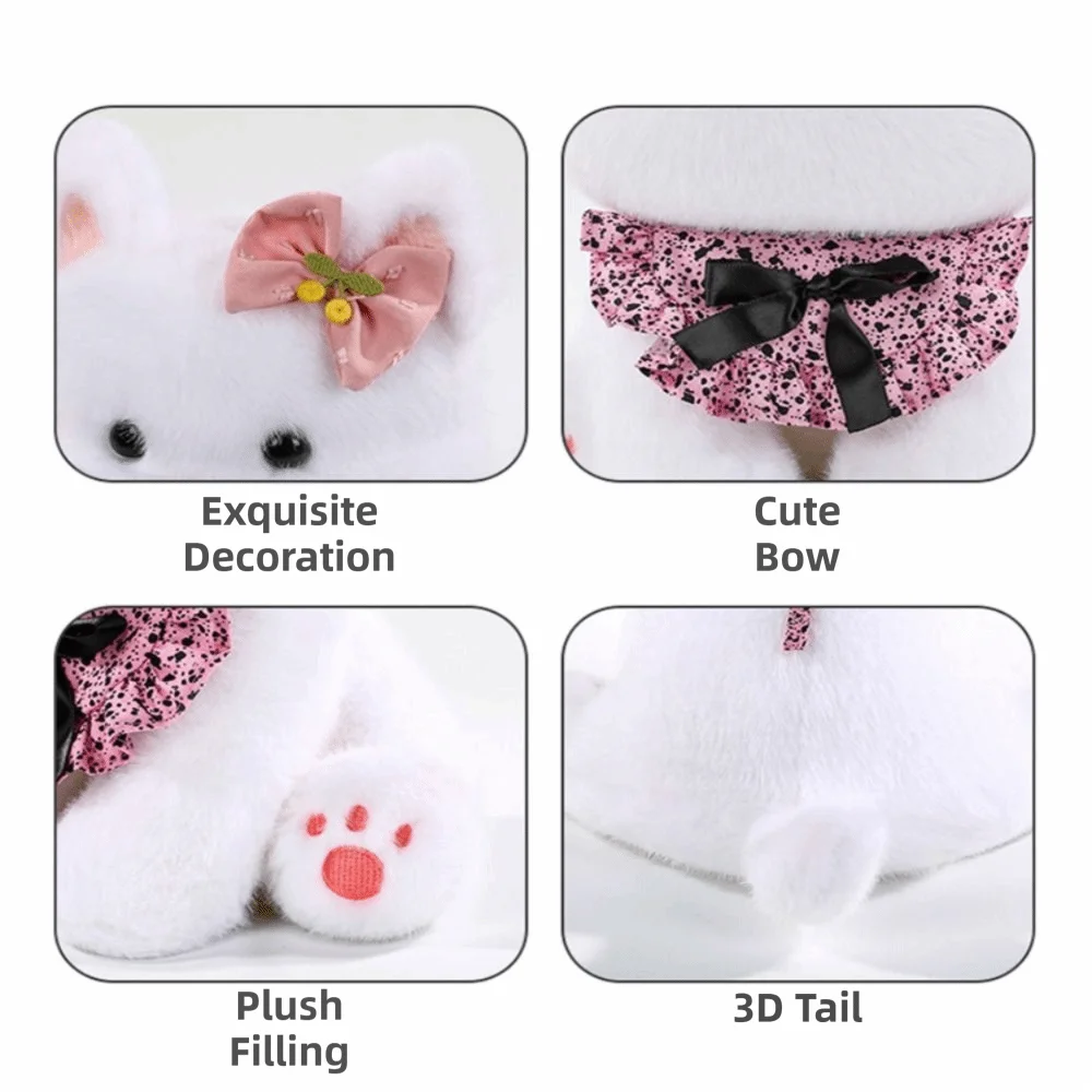 Peluche West Highland Terrier blanco de material suave sentado - imagen 4