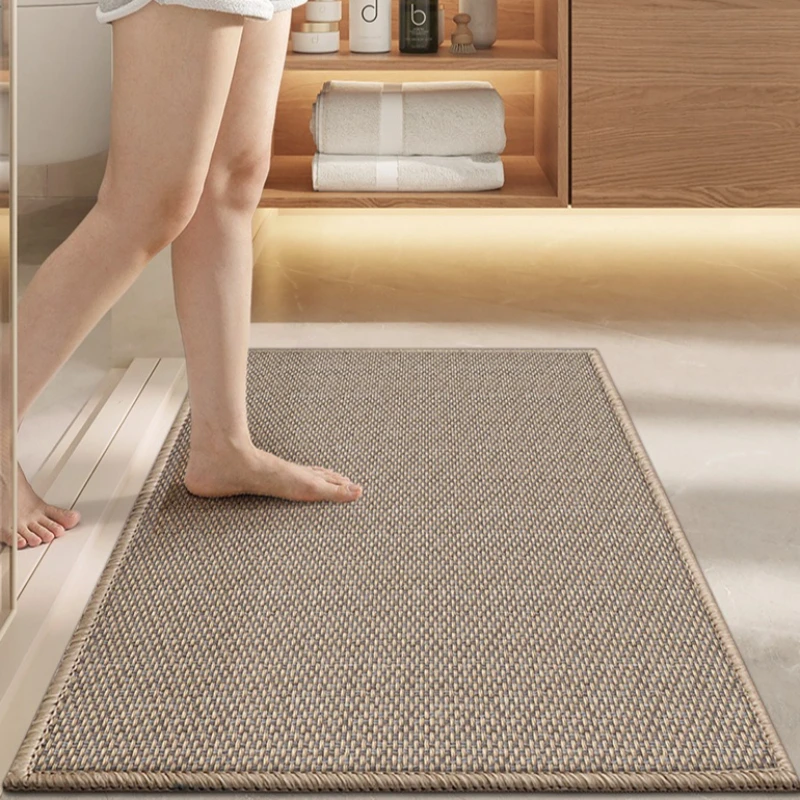 Alfombra de entrada absorbente de lino antideslizante secado rápido - imagen 4