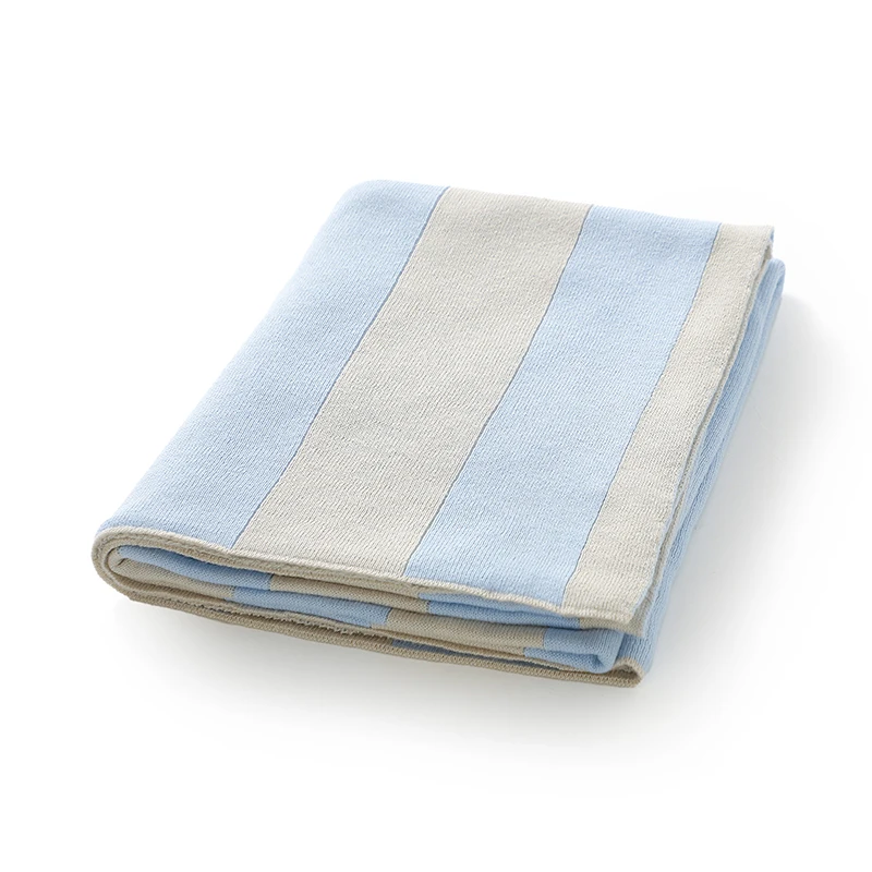 Manta de algodón tejida para bebé con rayas unisex y suave - imagen 2