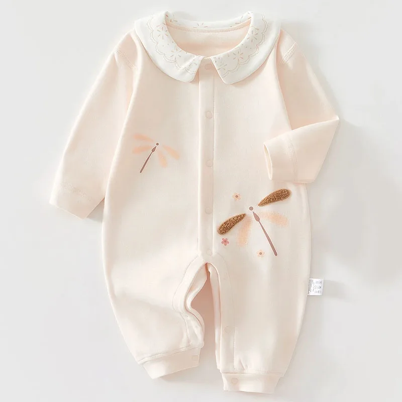 Mono infantil de algodón manga larga con cuello Peter Pan y estampado - imagen 5
