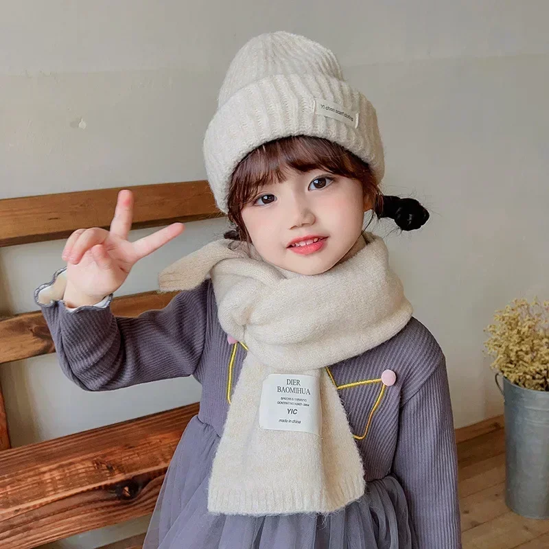 Bufanda coreana de punto grueso para niños – Invierno color sólido - imagen 5
