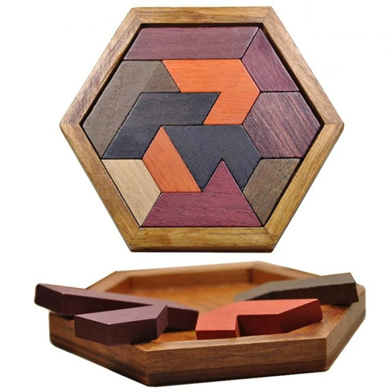 Rompecabezas Montessori de madera geométrico tipo tangram para niños - imagen 3