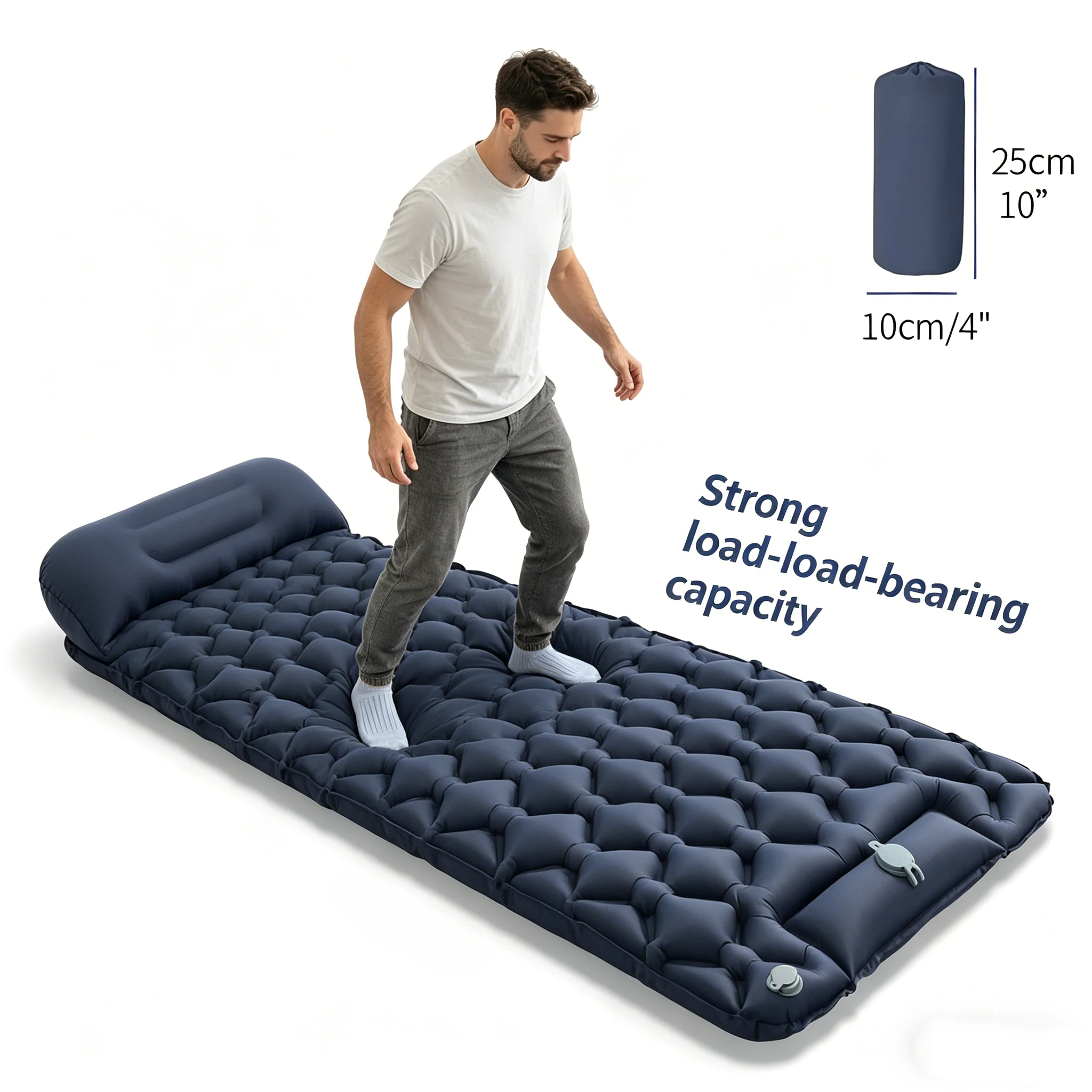 Colchón hinchable para acampada con almohada ergonómica - imagen 2