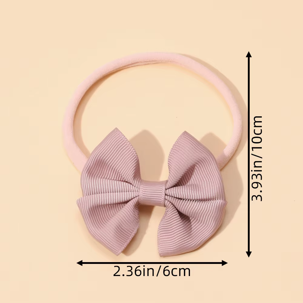 Diadema bebé princesa rosa con lazo de cinta elástico - imagen 4