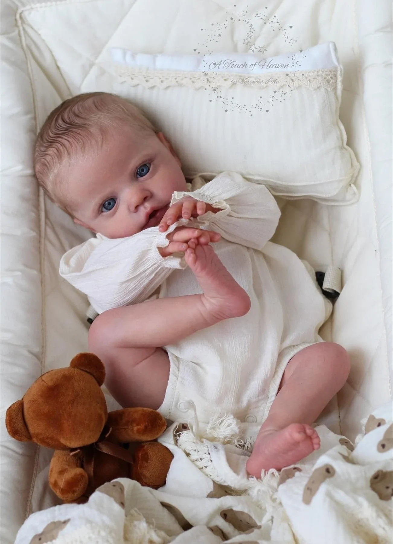 Muñeca Reborn NPK Primrose dormida y despierta piel 3D pintada - imagen 3