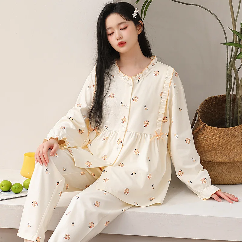 Pijama de lactancia para maternidad con manga larga, otoño e invierno - imagen 3