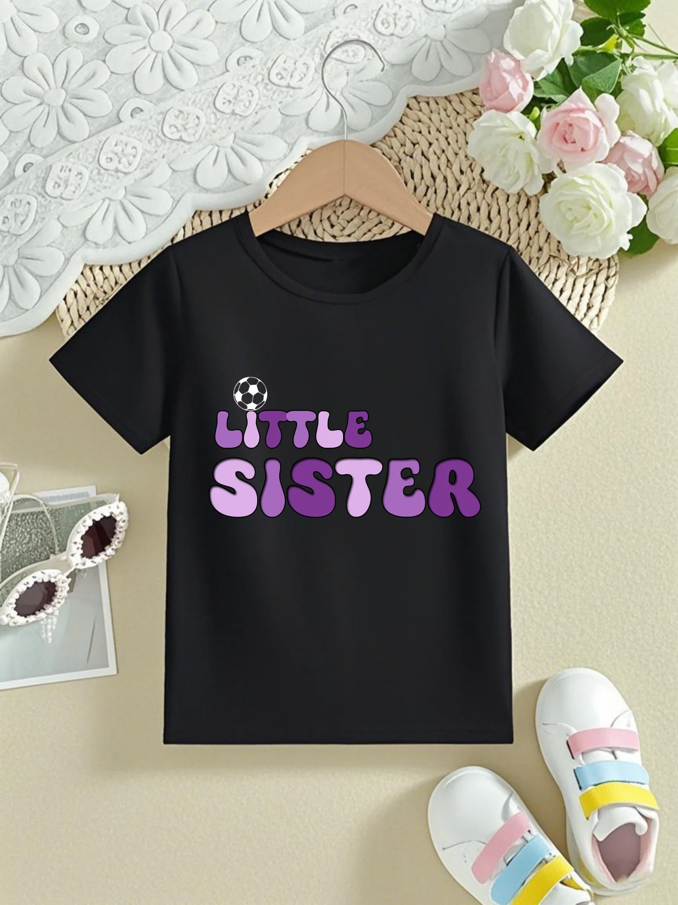 Camiseta de fútbol para hermanas, algodón verano, estampado familiar