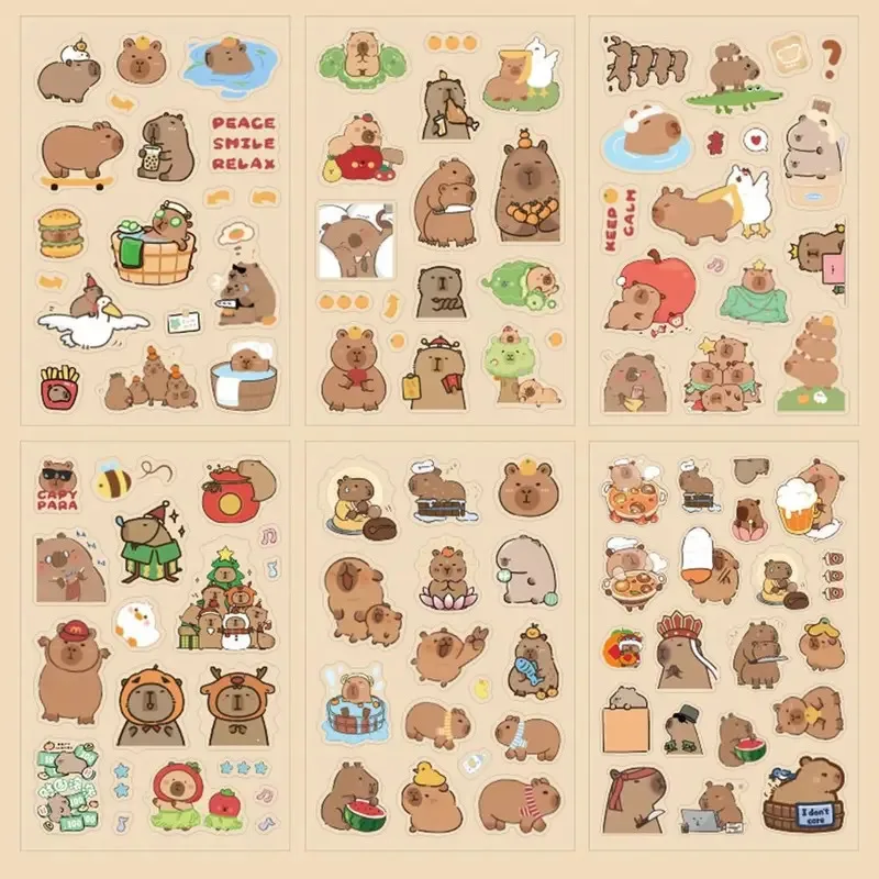 Pegatinas transparentes impermeables de capibara estilo kawaii - imagen 5
