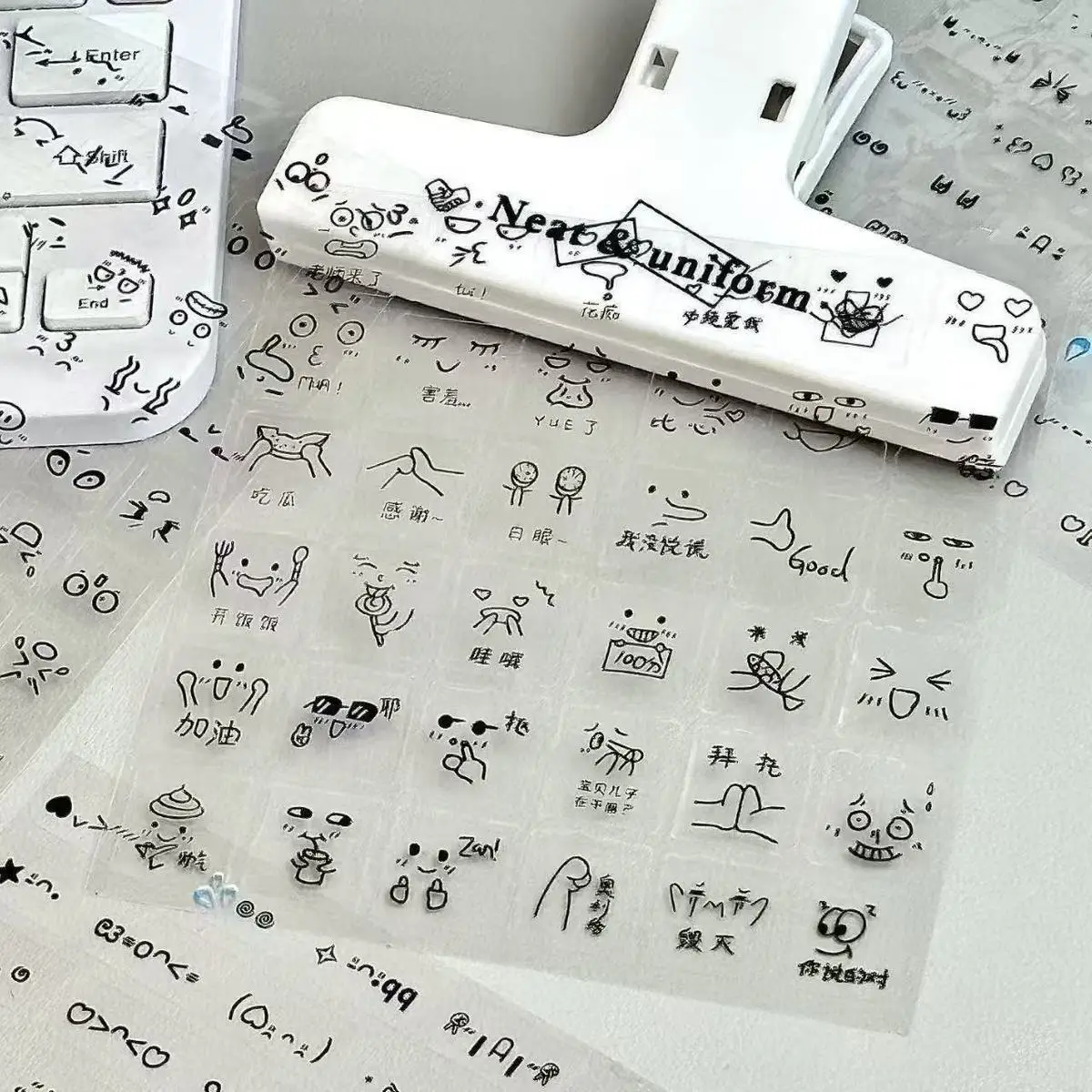 Pegatinas emoticonos PET kawaii decorativas para scrapbooking y diario - imagen 5