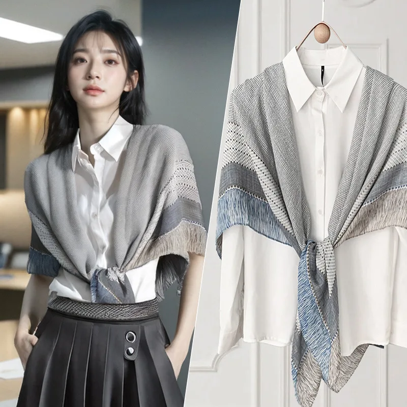 Chal de verano Xiaokan para mujer, pañuelo cuadrado grande versátil