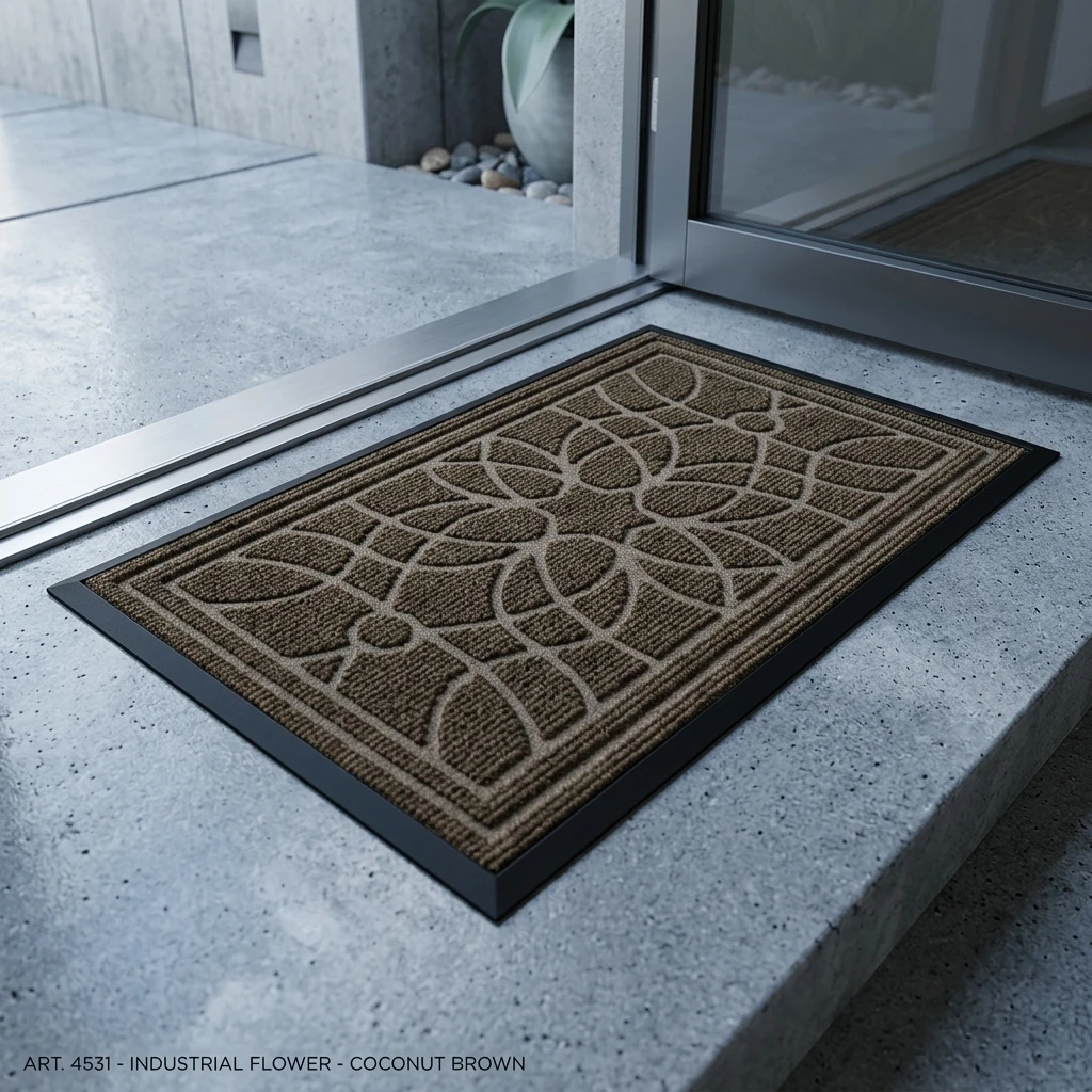 Alfombra de entrada impermeable con diseño floral mandala - imagen 2