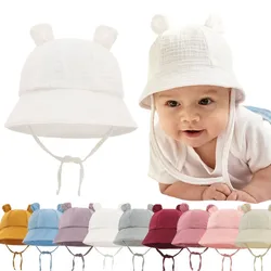 Gorro muselina con orejas de oso para bebé – Protección solar verano