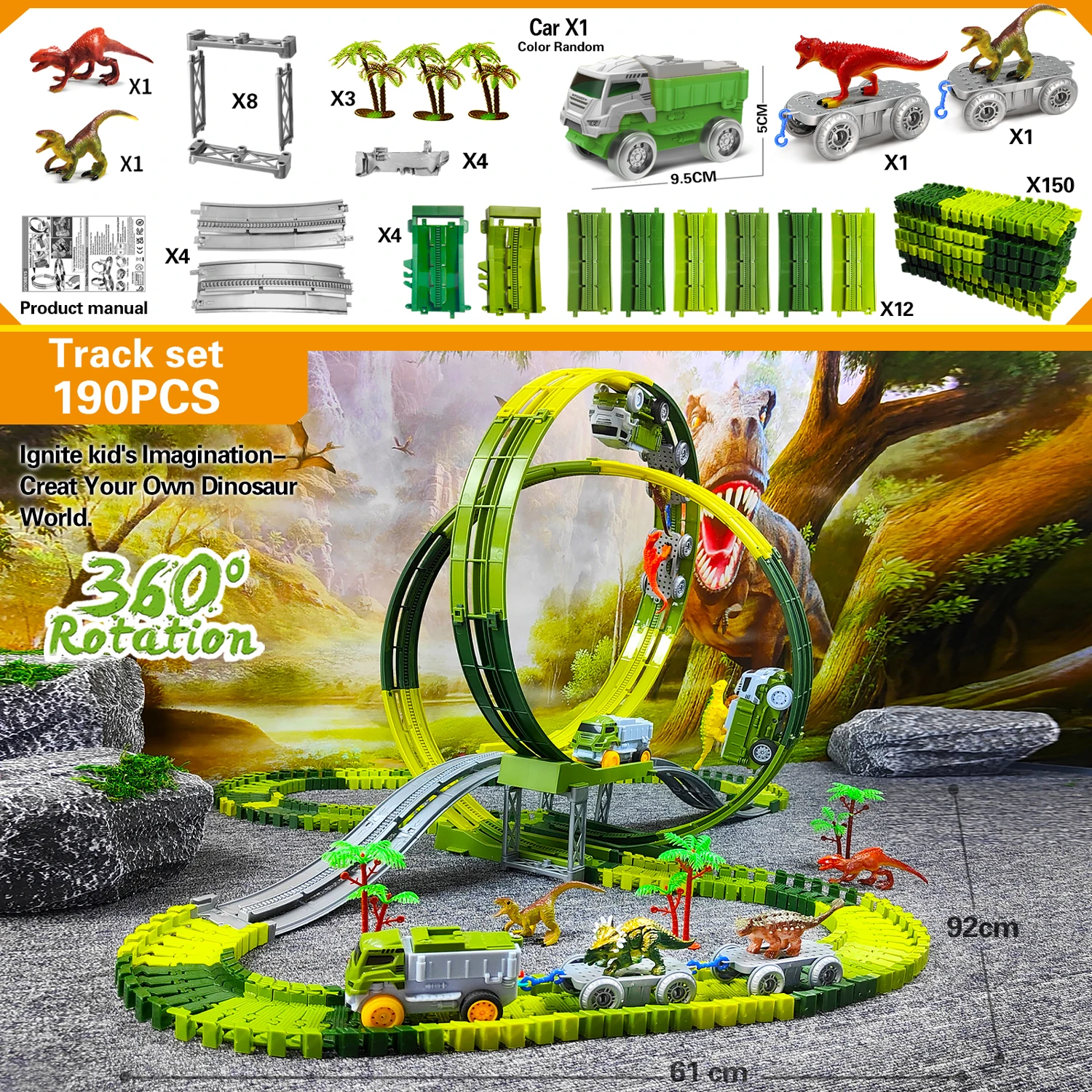 Tren de dinosaurios en acción