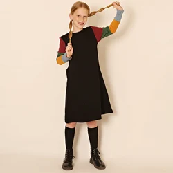 Vestido de algodón con manga de gofre para niña – Invierno