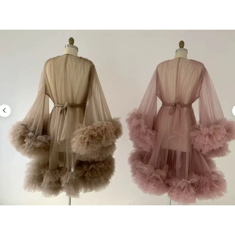 Vestido de maternidad tul manga larga para sesión fotográfica - imagen 4