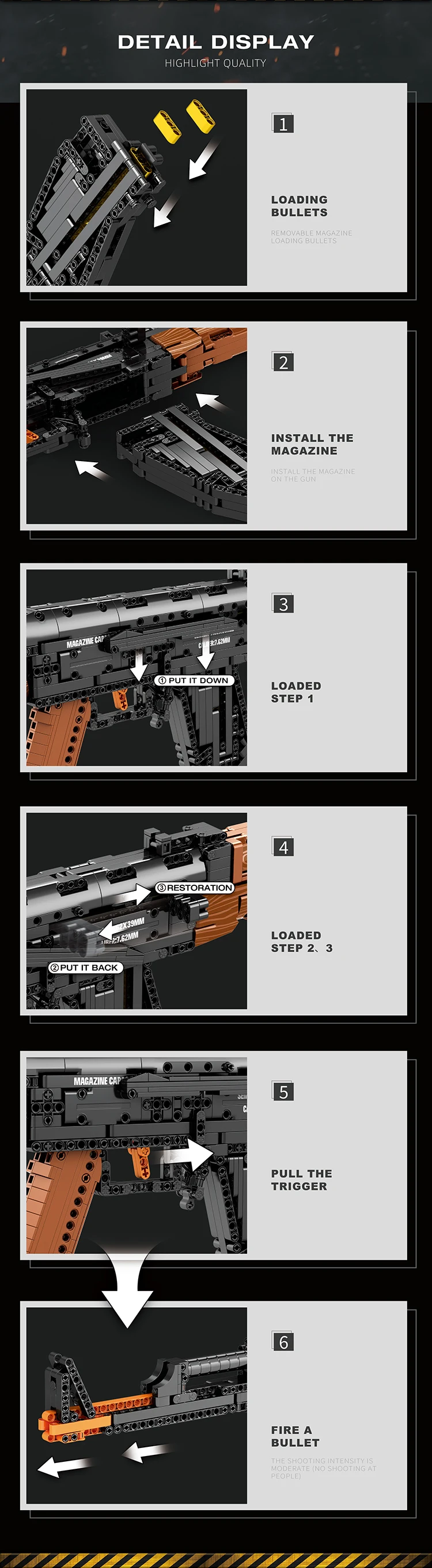 Modelo de rifle AK47 montado completo