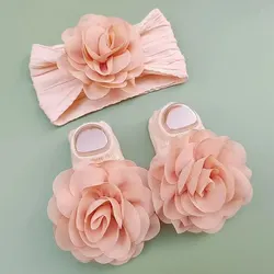 Calcetines antideslizantes bebé con diadema encaje para recién nacido
