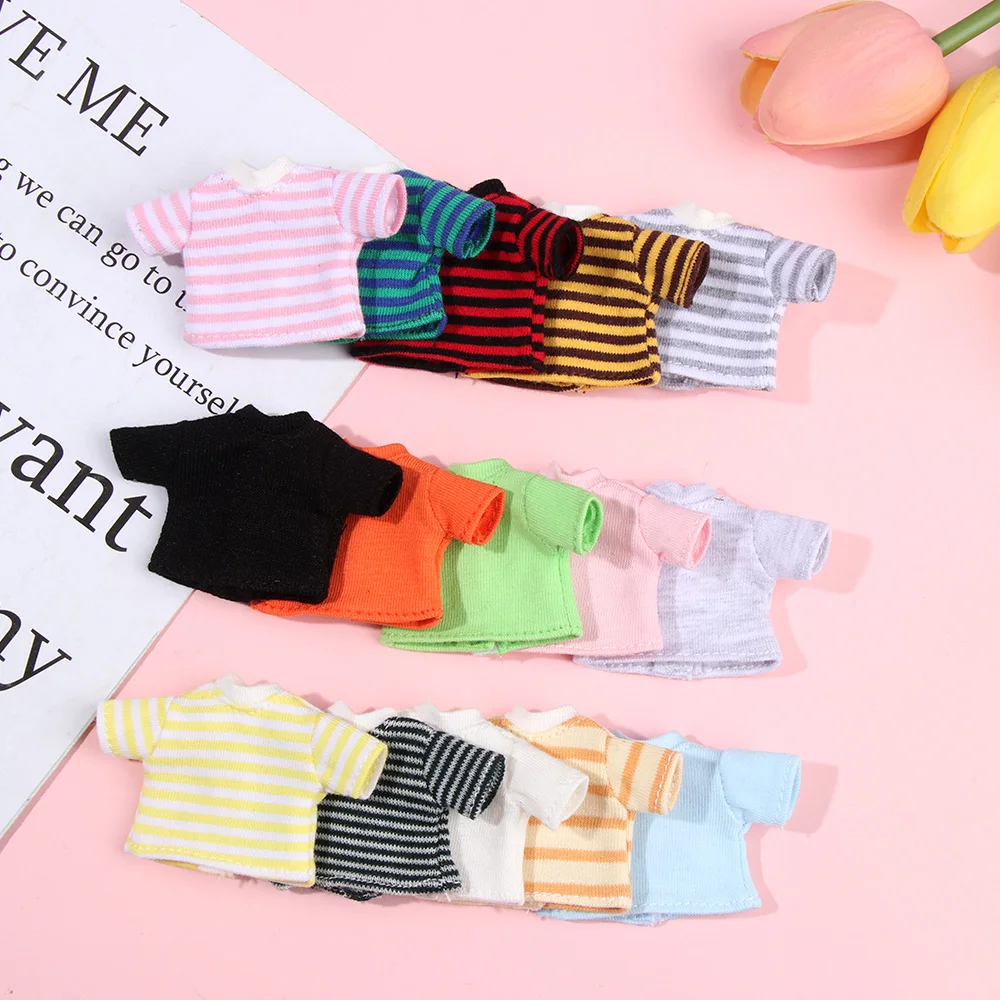 Ob11 Set ropa mini muñeca: tops rayados, sudadera y calcetines - imagen 4