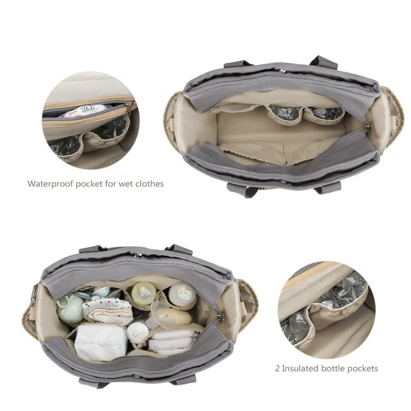 Bolso de maternidad lona para cochecito con gancho, hombro espacioso - imagen 5