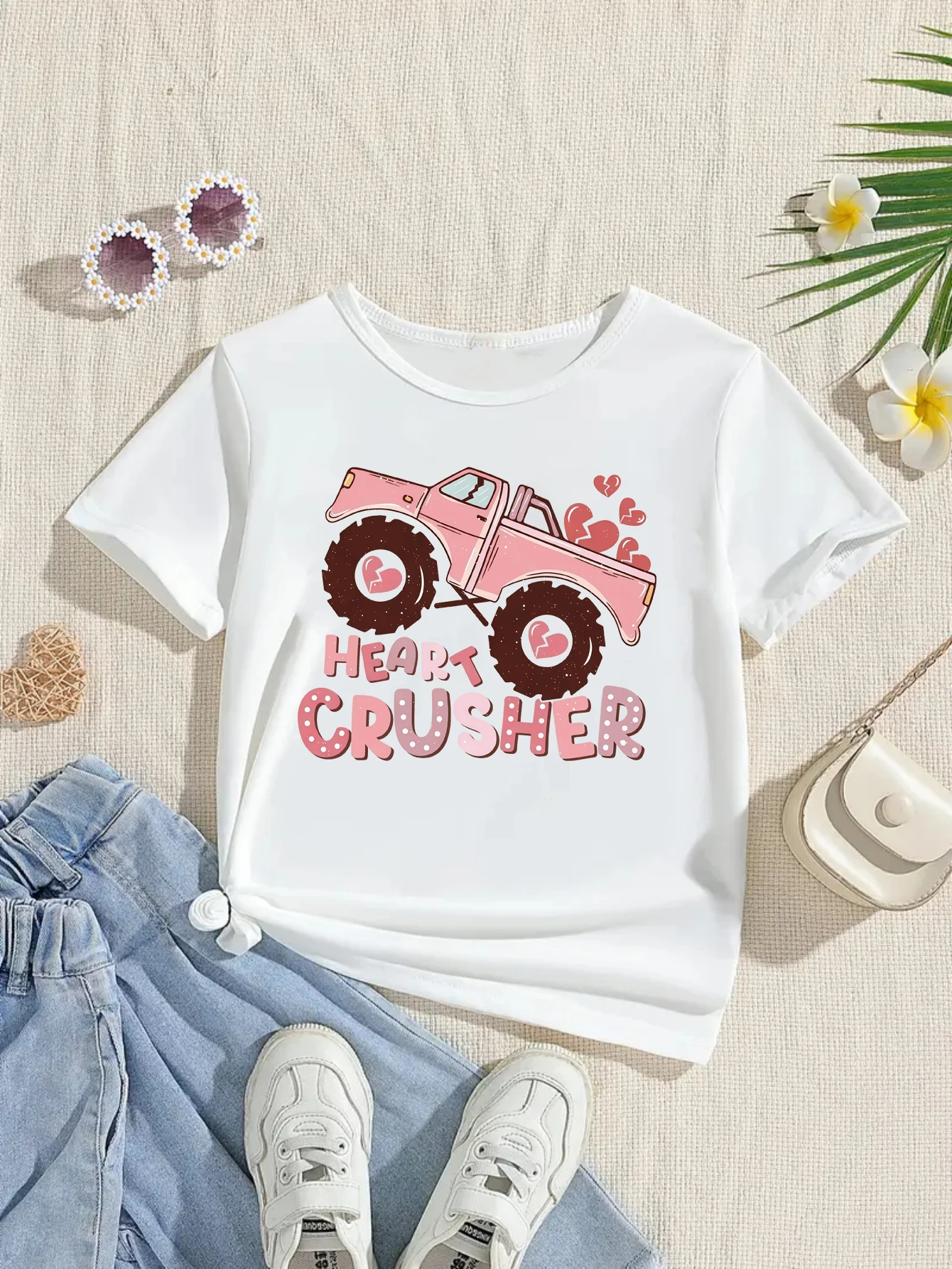Camiseta para niñas con estampado kawaii de tractor – Manga corta verano - imagen 2