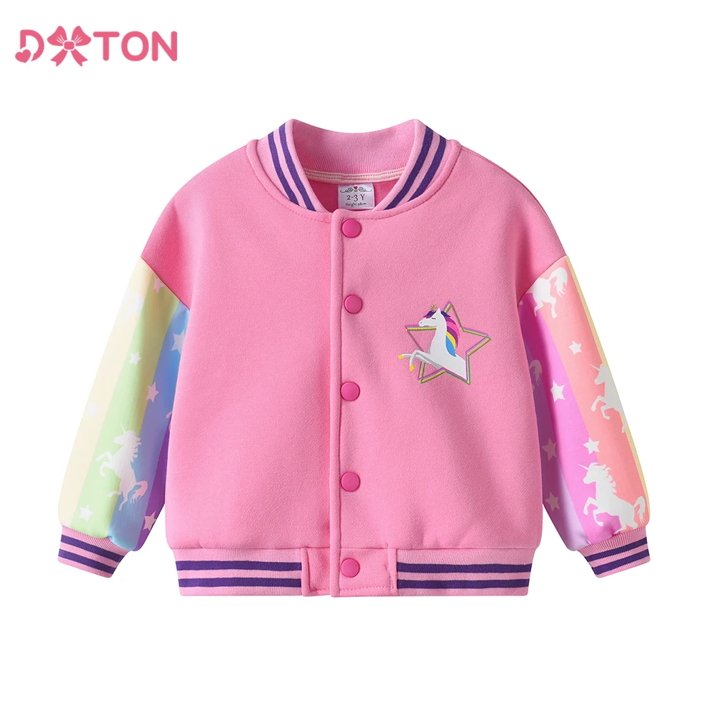 DXTON Chaqueta de béisbol infantil cálida con unicornio para invierno - imagen 2