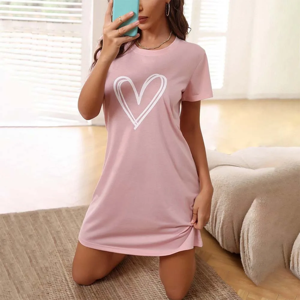 Camisón de estar en casa con estampado romántico y manga corta - imagen 5