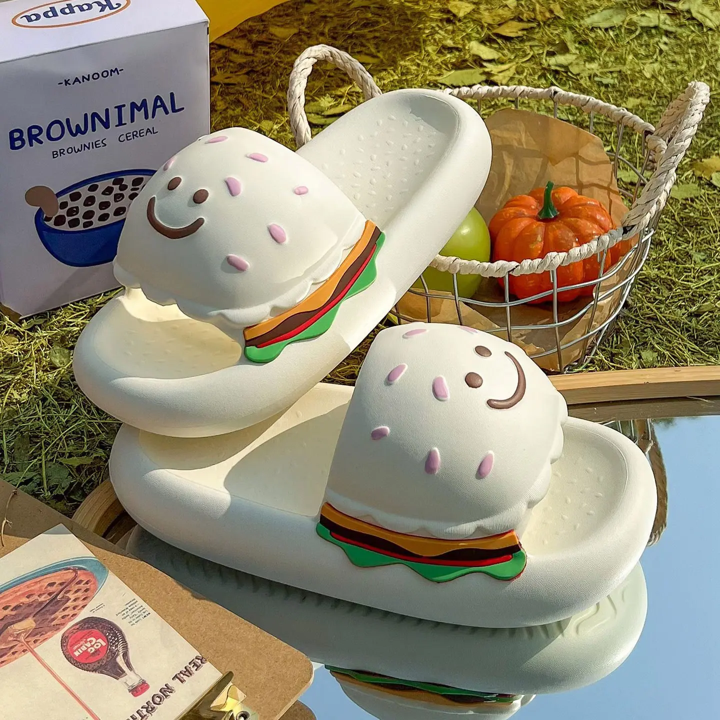 Pantuflas antideslizantes de bebé con diseño hamburguesa sésamo - imagen 3