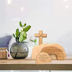 Decoración de Pascua en madera: escena de tumba y resurrección
