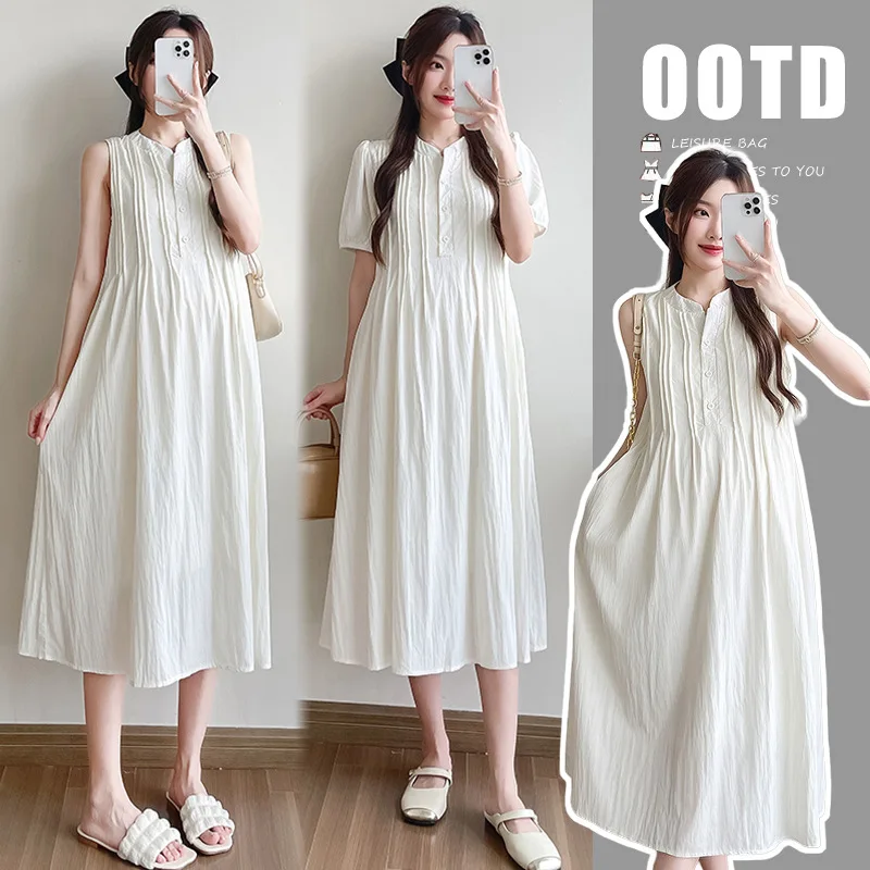 Vestido premamá largo de una línea sin mangas para fiesta elegante - imagen 2
