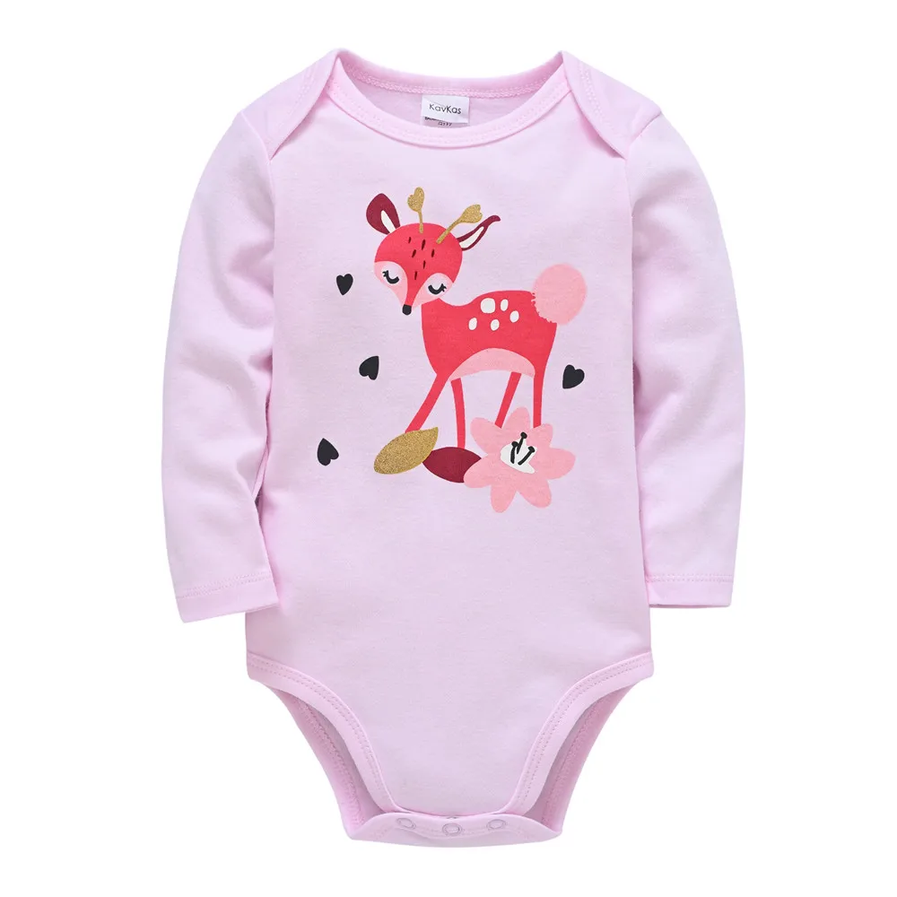 Body de manga larga en algodón estampado para bebé niña