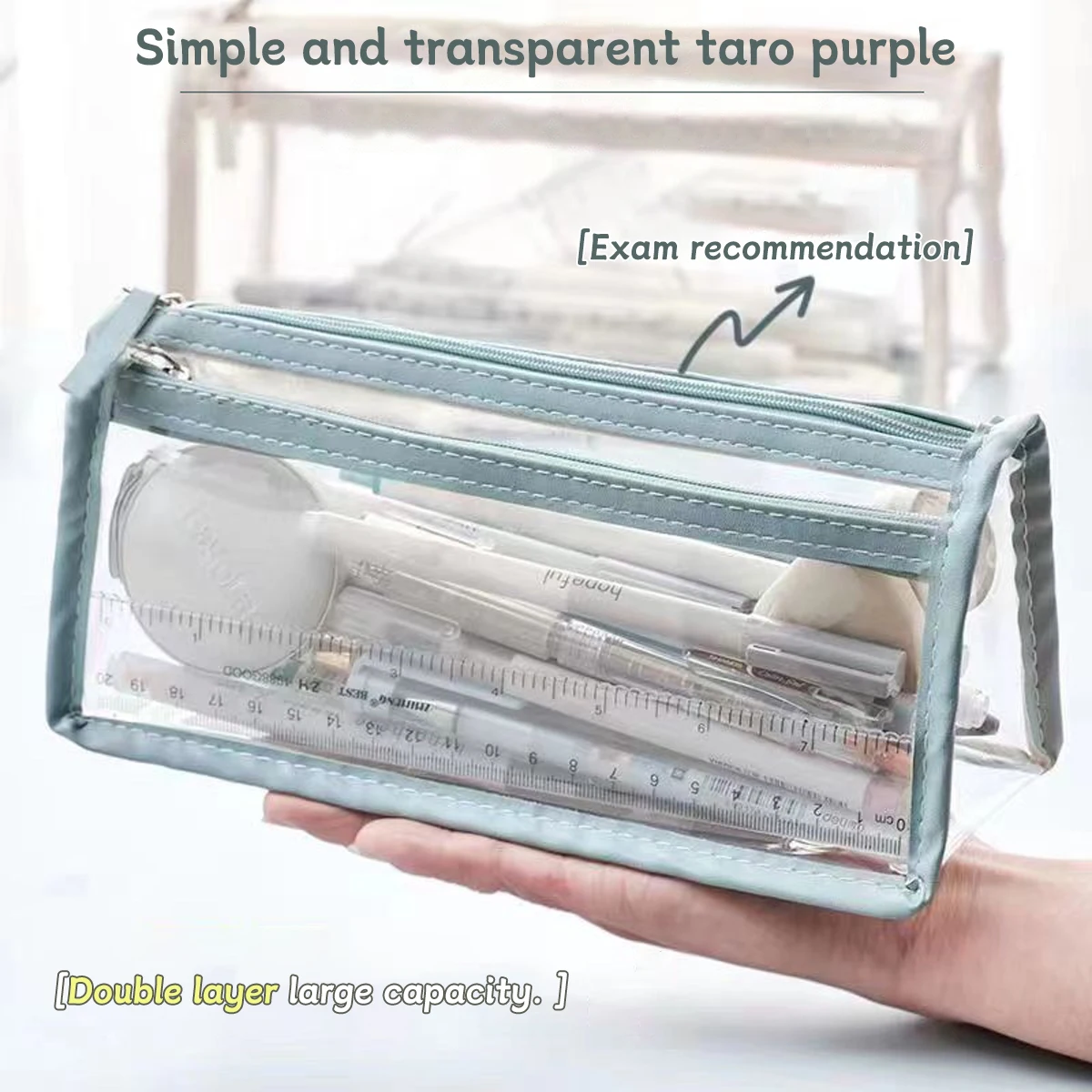 Estuche transparente para lápices – Impermeable con cremallera