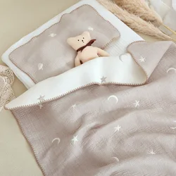 Manta de bebé de algodón bordado con cerezas y estrellas para recién nacido