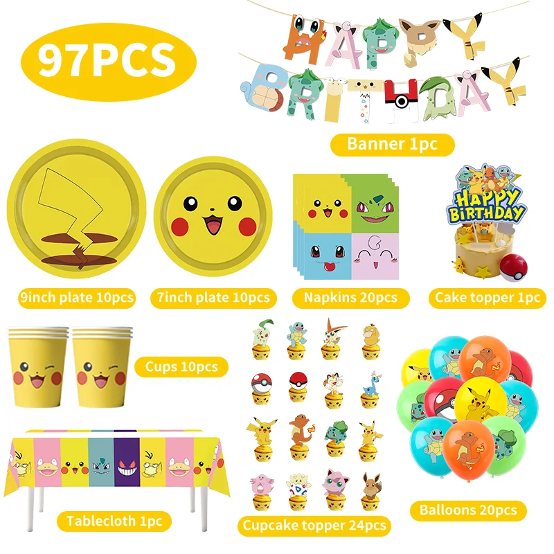 Decoración cumpleaños infantil Pokémon con globos Pikachu relámpago - imagen 5